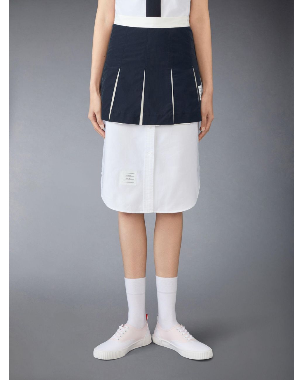 Thom Browne Blue Pleated Ripstop Miniskirt