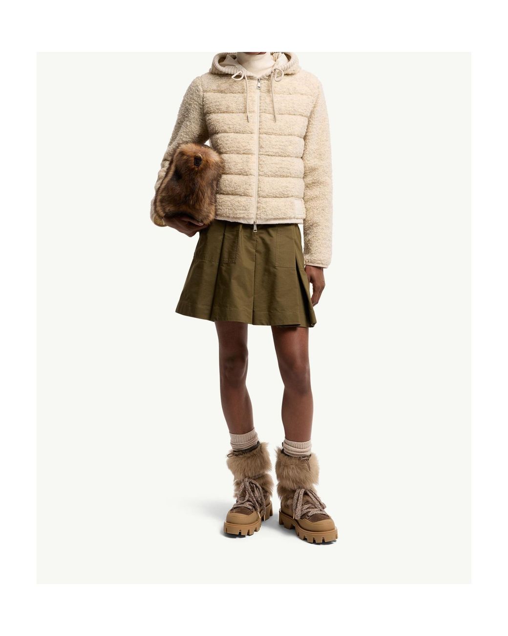 Moncler Natural Hooded Zip-Up Quilted Jacket
