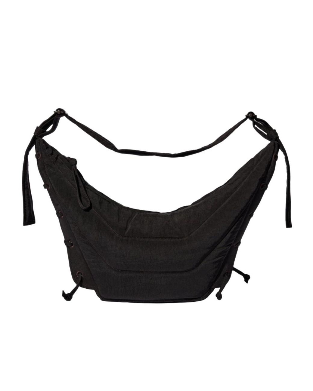 Lemaire Black Game Zipped Medium Shoulder Bag for men