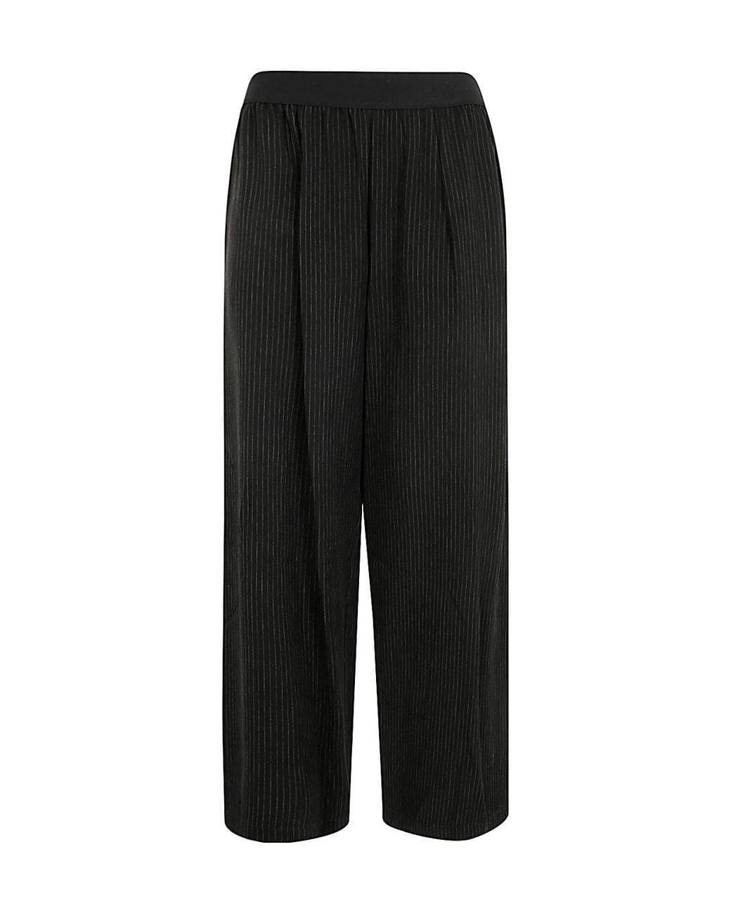 Maria Calderara Black Pinstripe Wide Leg Pants