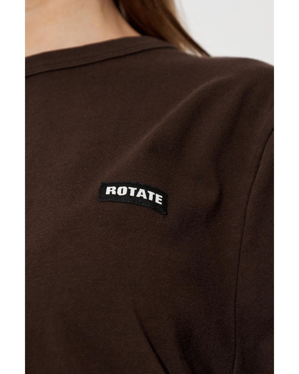 ROTATE BIRGER CHRISTENSEN Brown Peplum T-Shirt