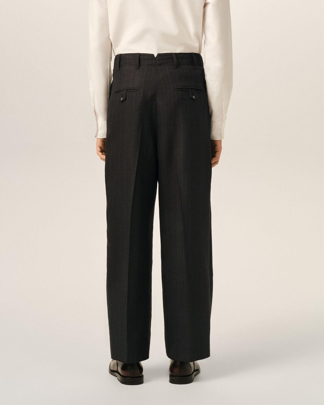 AMI Black Ami High-Waisted Carrot-Fit Striped Trousers for men