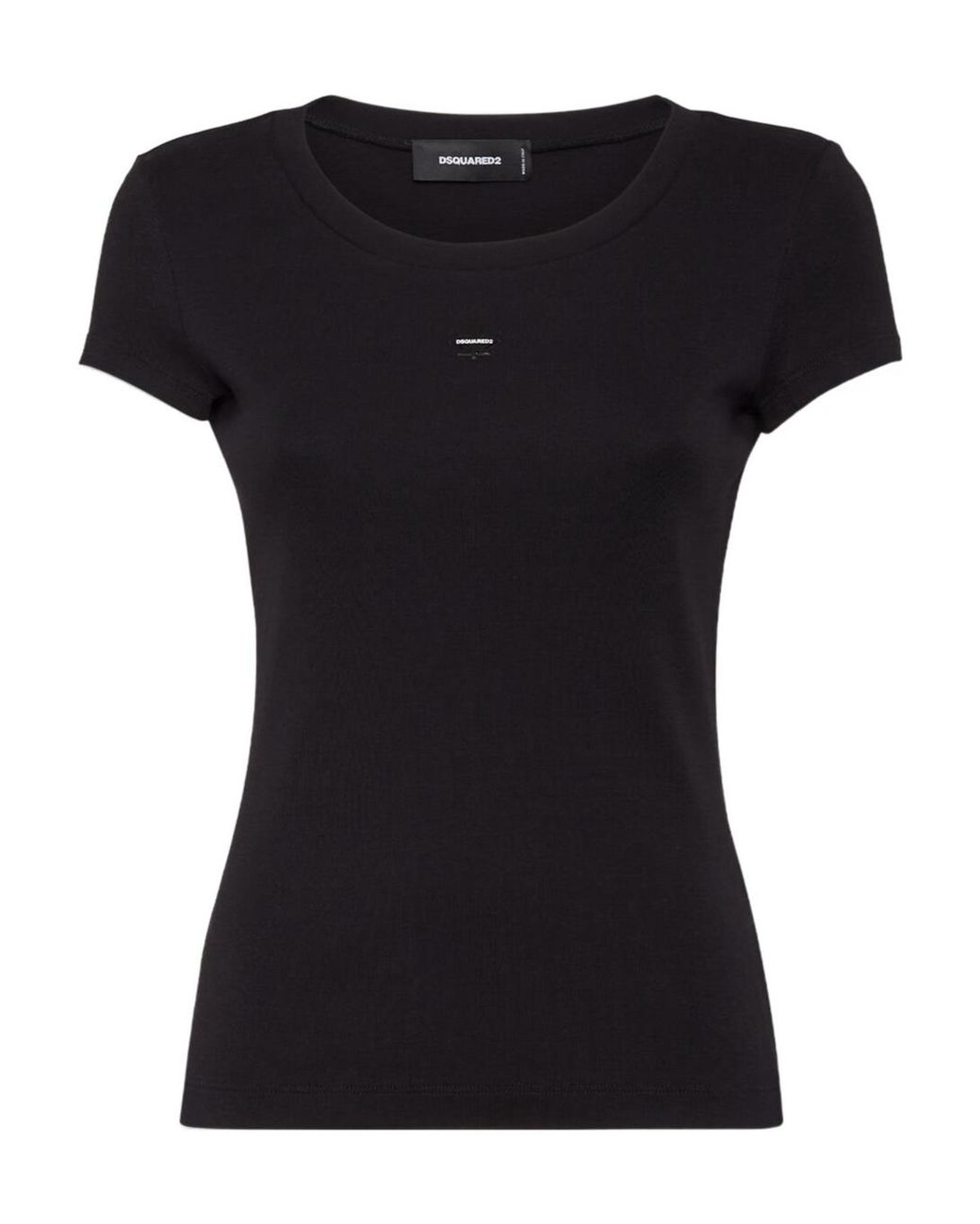 DSquared² Black Leaf Logo Plaque Crewneck T-Shirt