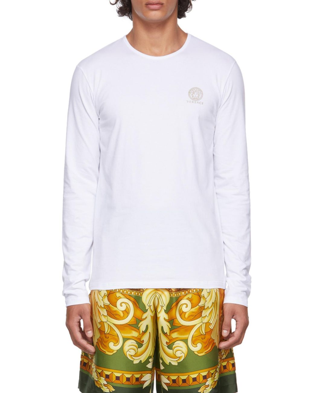 Versace White Logo Long-Sleeve Top for men