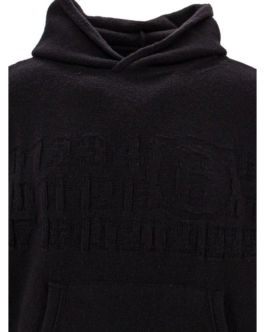 MM6 by Maison Margiela Black Logo Detailed Textured Hoodie for men