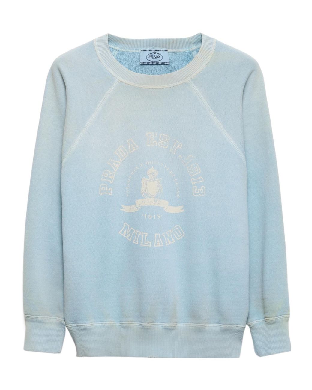 Prada Blue Logo Printed Crewneck Sweatshirt
