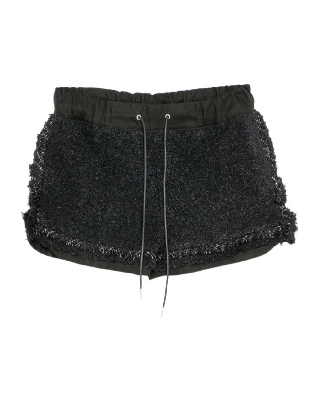 Sacai Black Drawstring Elastic Waist Shorts