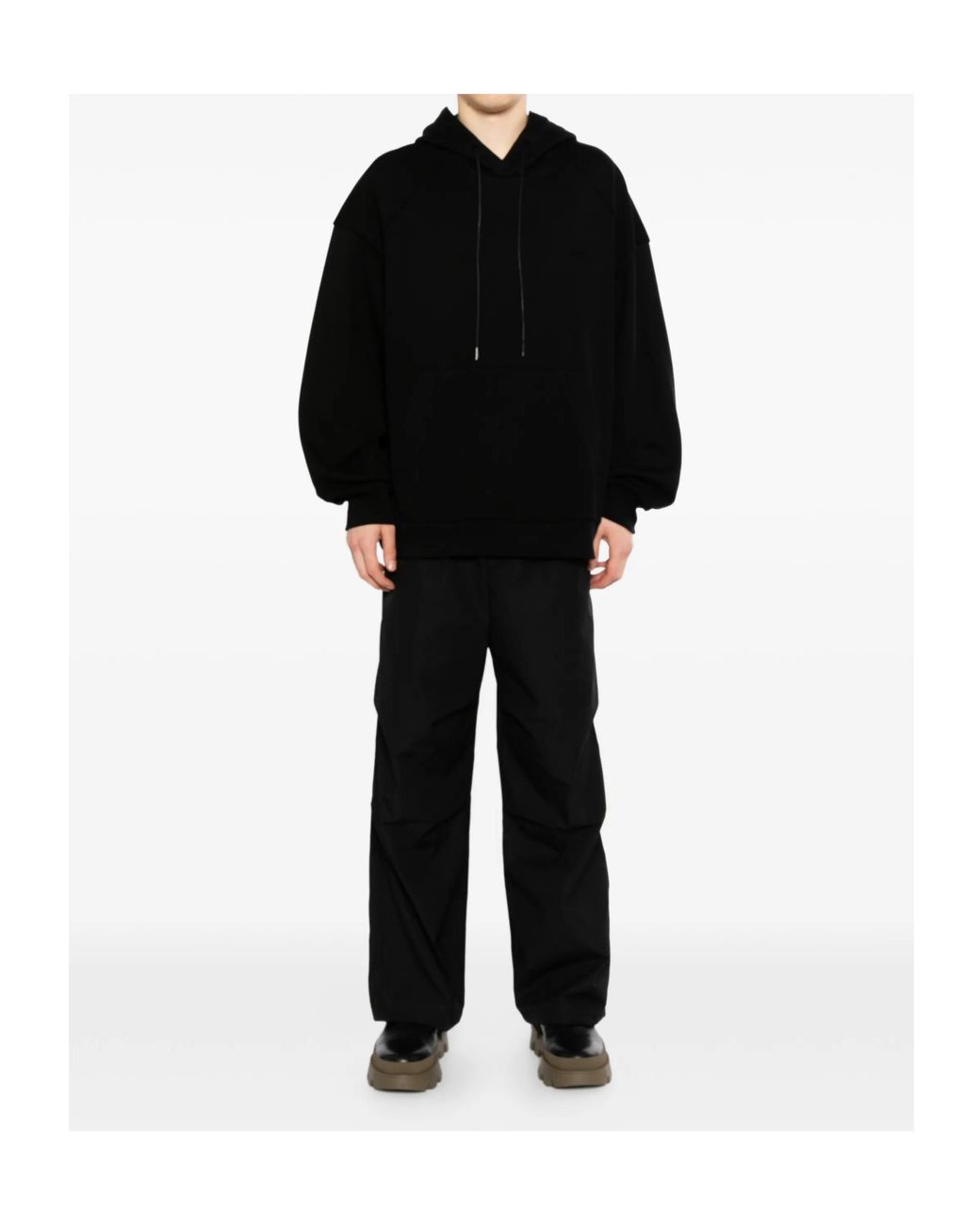Juun.J Black Drawstring Hooded Sweatshirt for men