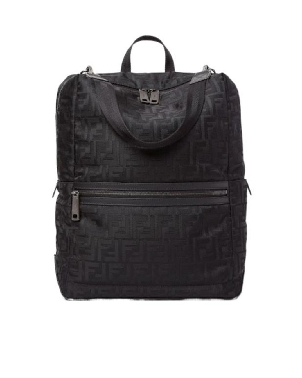 Fendi Black Lui Ff Jacquard Backpack for men