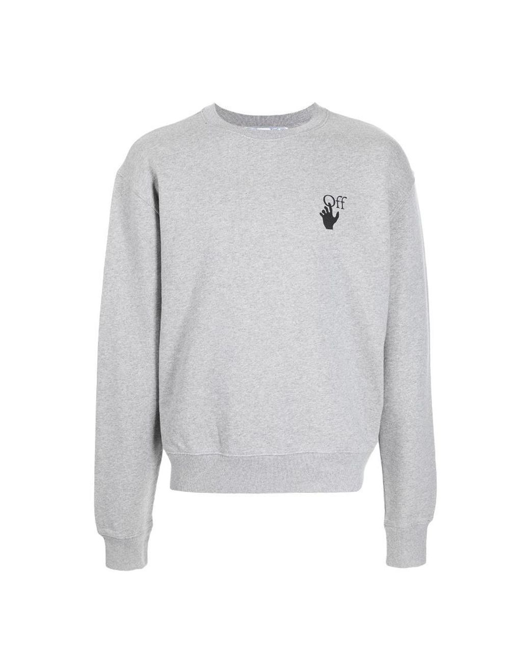 Off-White c/o Virgil Abloh Gray Logo-Print Long-Sleeve Sweatshirt for men