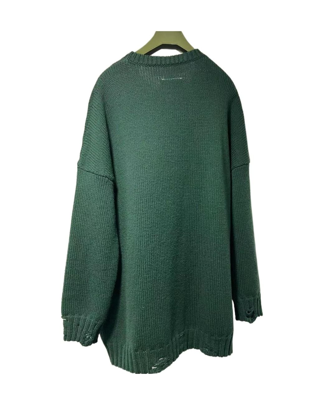 MM6 by Maison Margiela Green Intarsia-Knit Logo Jumper for men