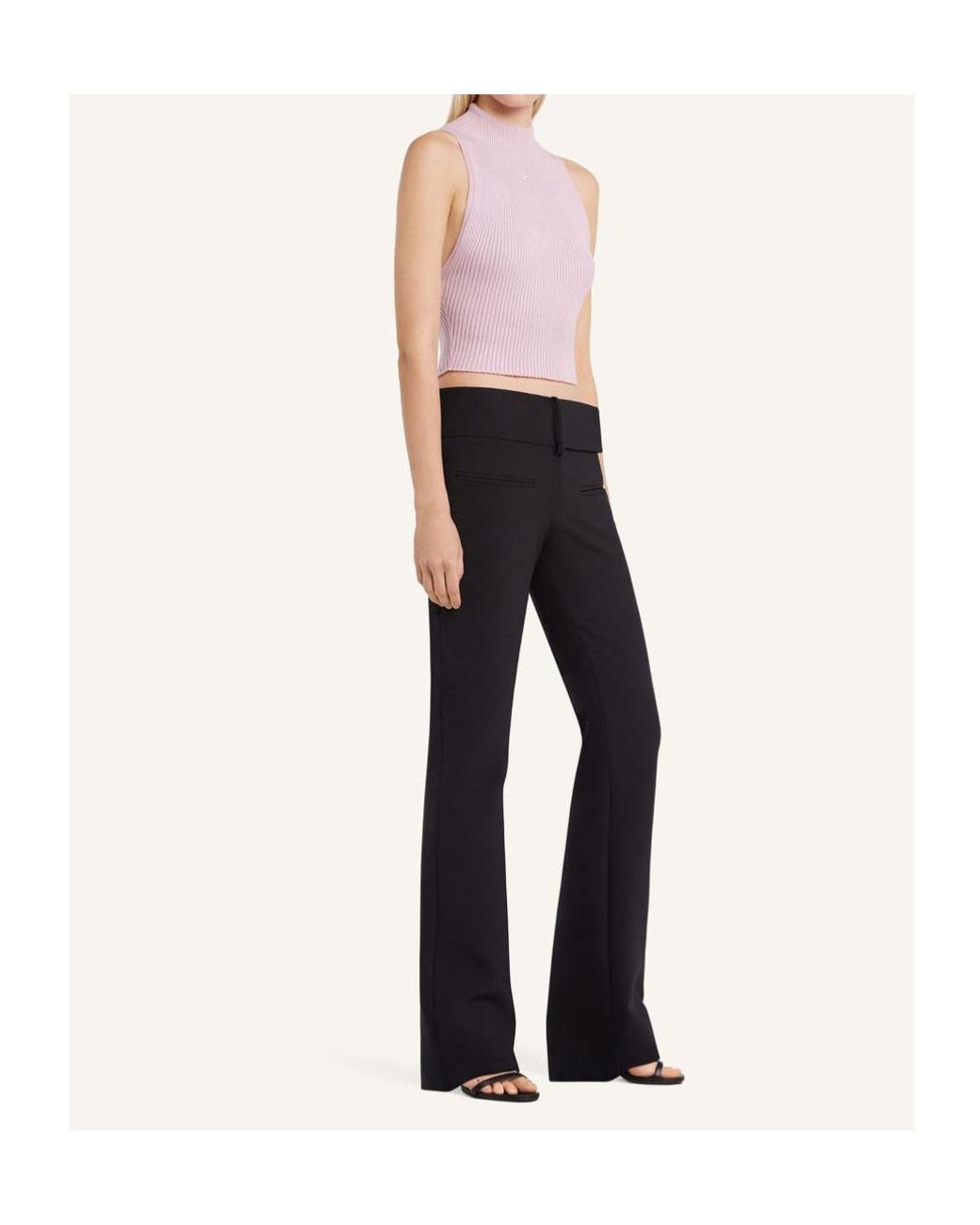 Courreges Pink Courrèges Mock-Neck Cropped Ribbed Tank Top