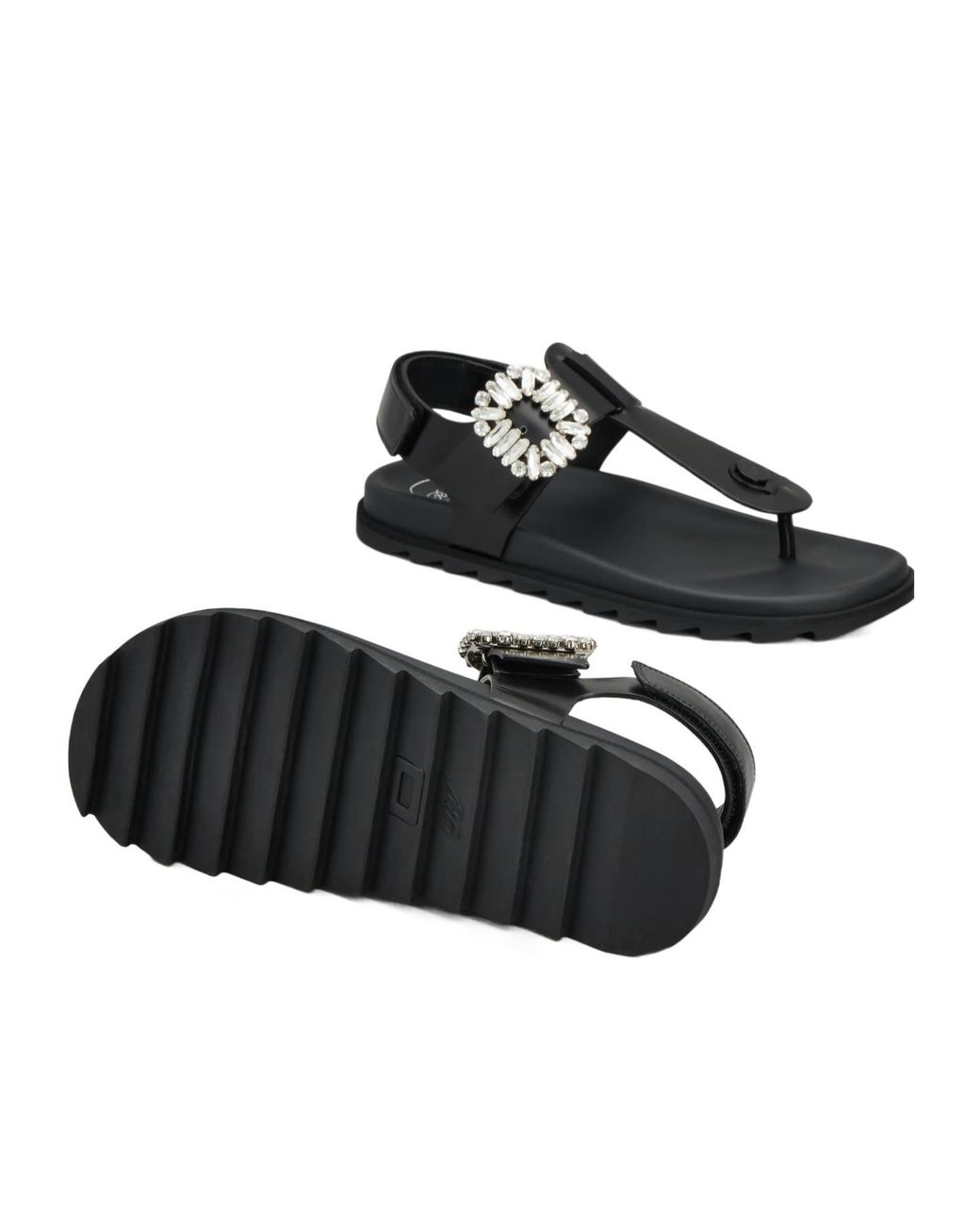 Roger Vivier Black Slidy Viv' Thong Sandals
