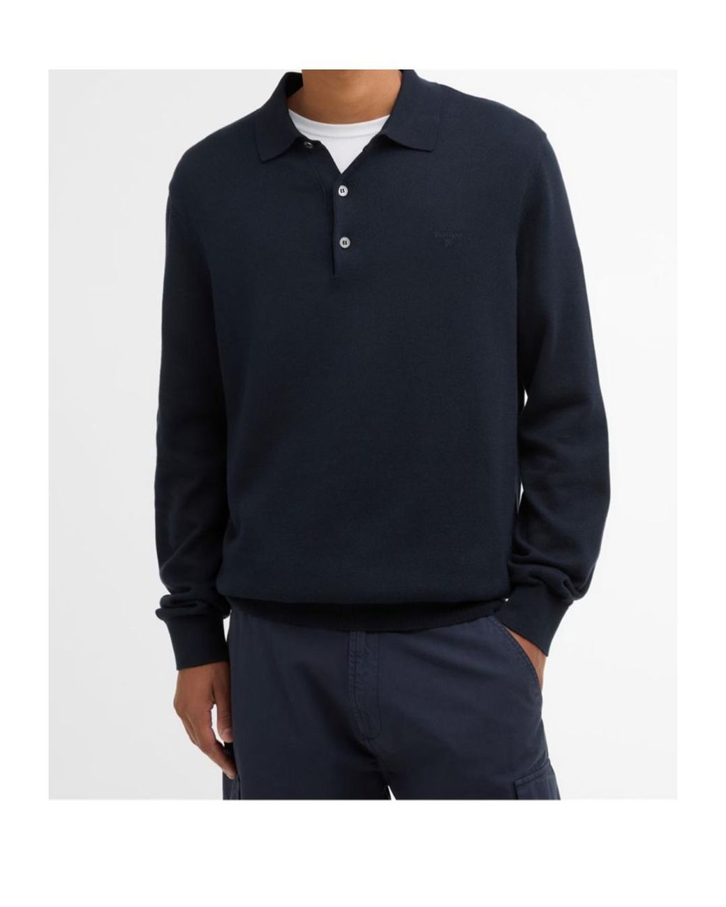 Barbour Blue Knitted Polo for men