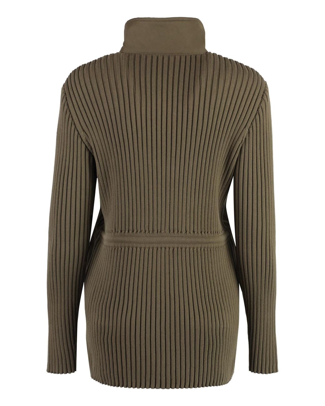 Moncler Green Knit-Panelled Zipped Military Jacket