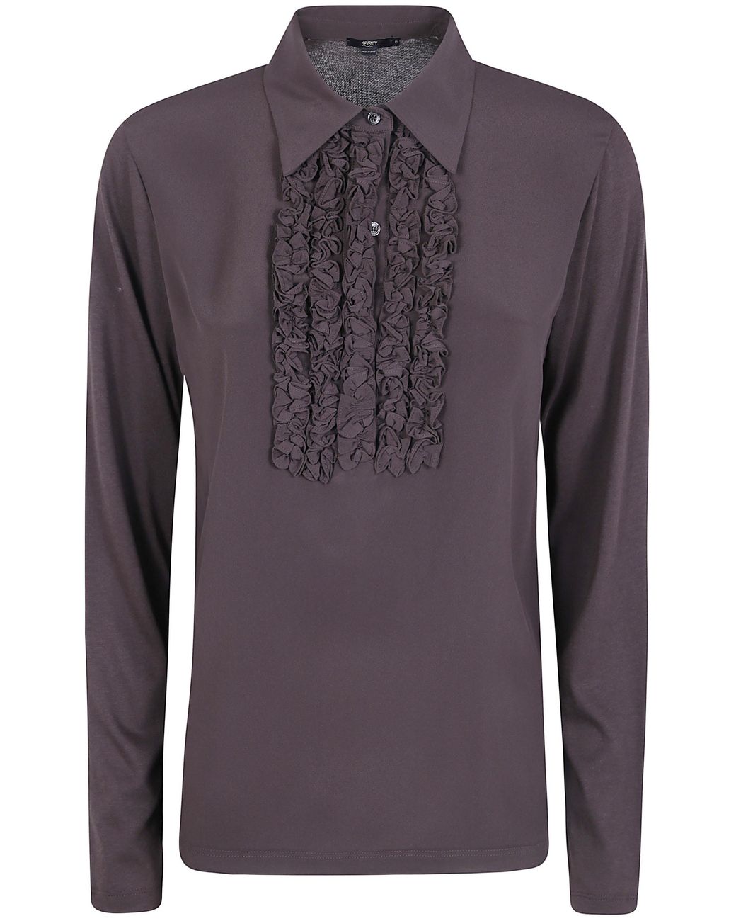 Seventy Blue Ruffled Front Polo Sweater