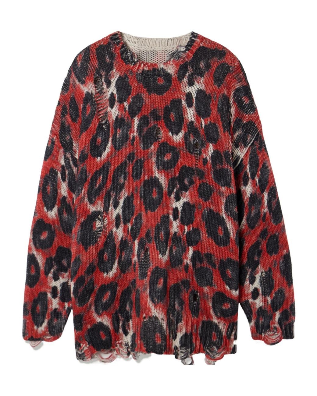 R13 Red Animal Print Knitted Jumper