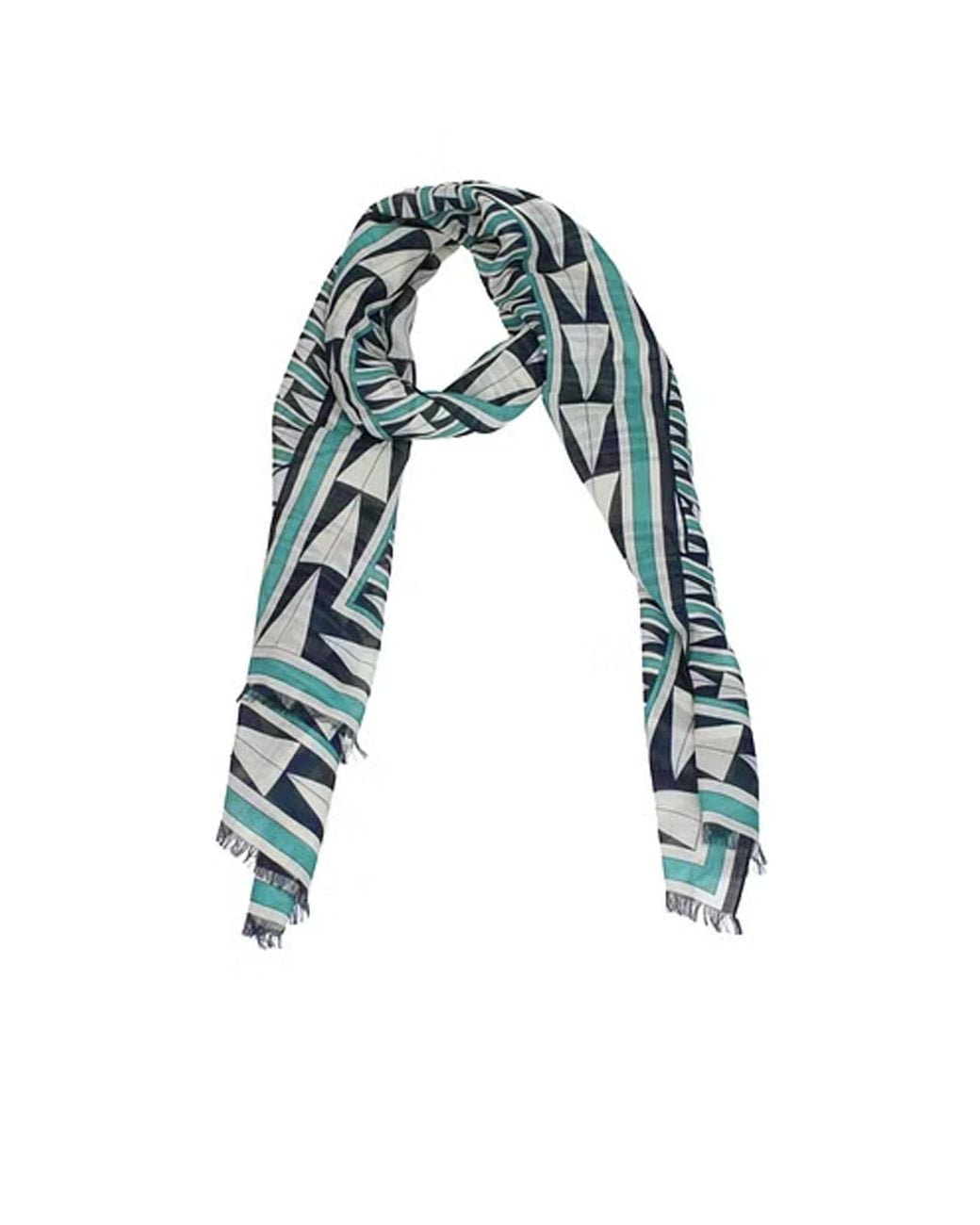 Lanvin Blue Geometric Pattern Scarf