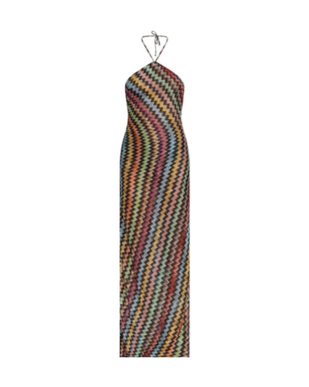 Missoni White Zigzag-Knit Open Back Dress