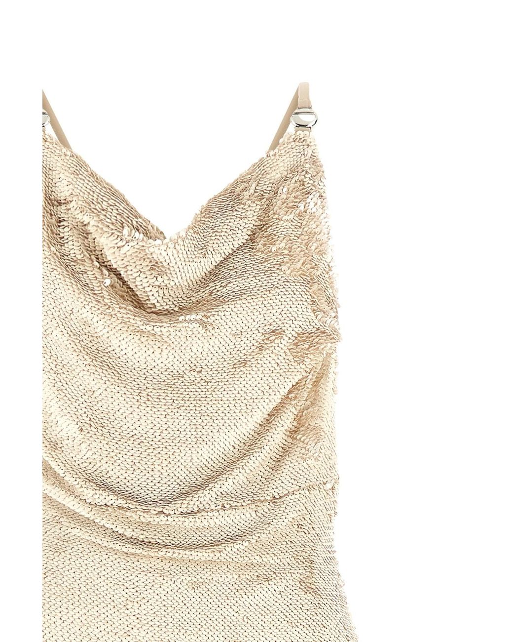 Coperni White Sequin-Embellished Draped Dress