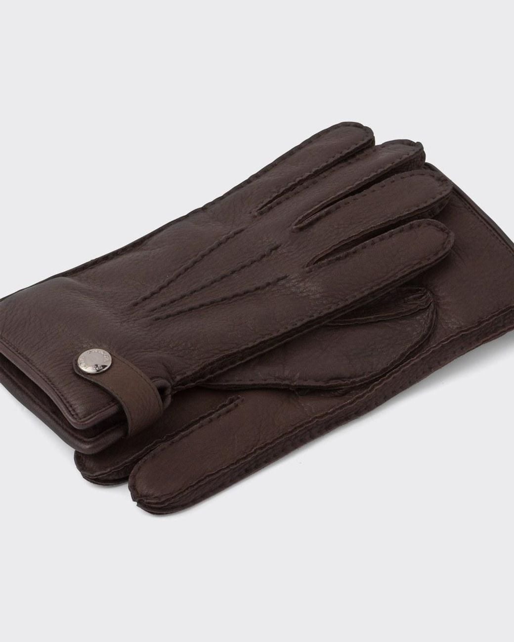 Prada Brown Leather Gloves for men