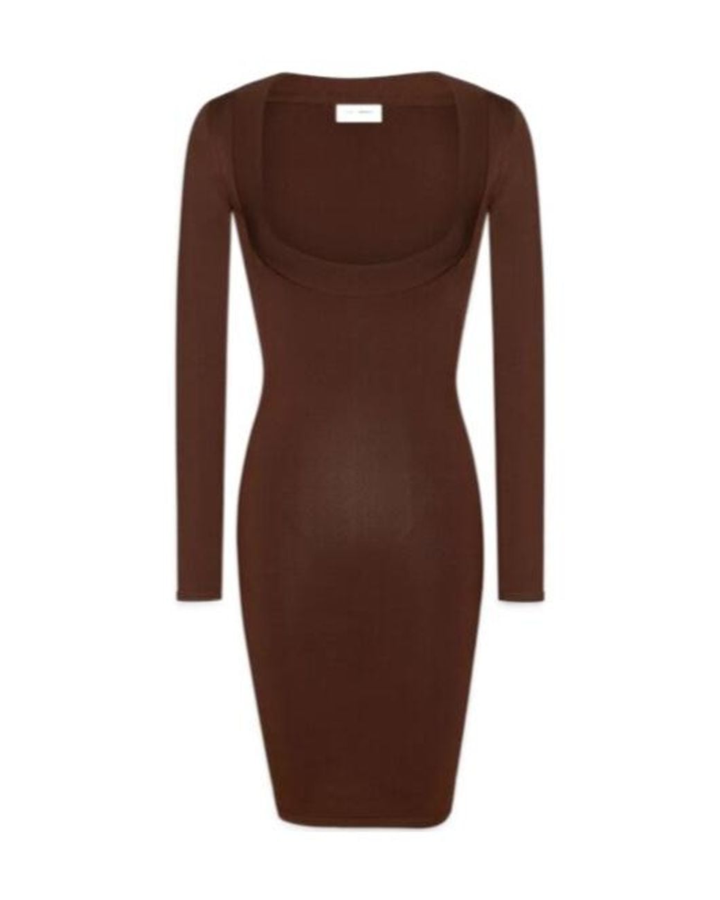 Saint Laurent Brown Décolleté Long-Sleeved Knitted Dress