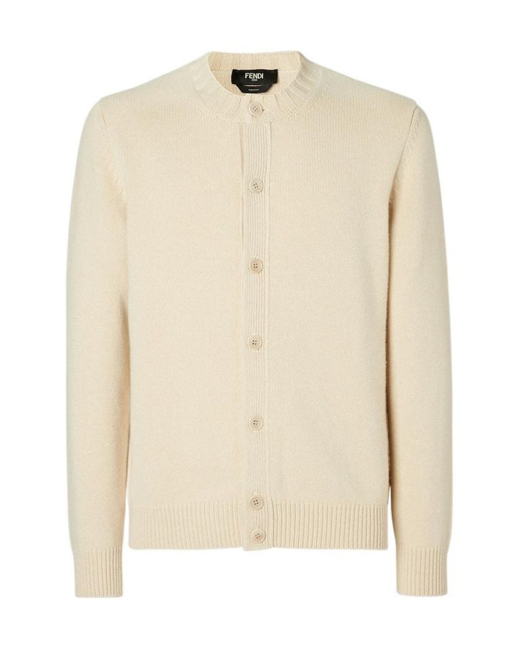Fendi Natural Cream Cashmere And Wool Cardigan for men