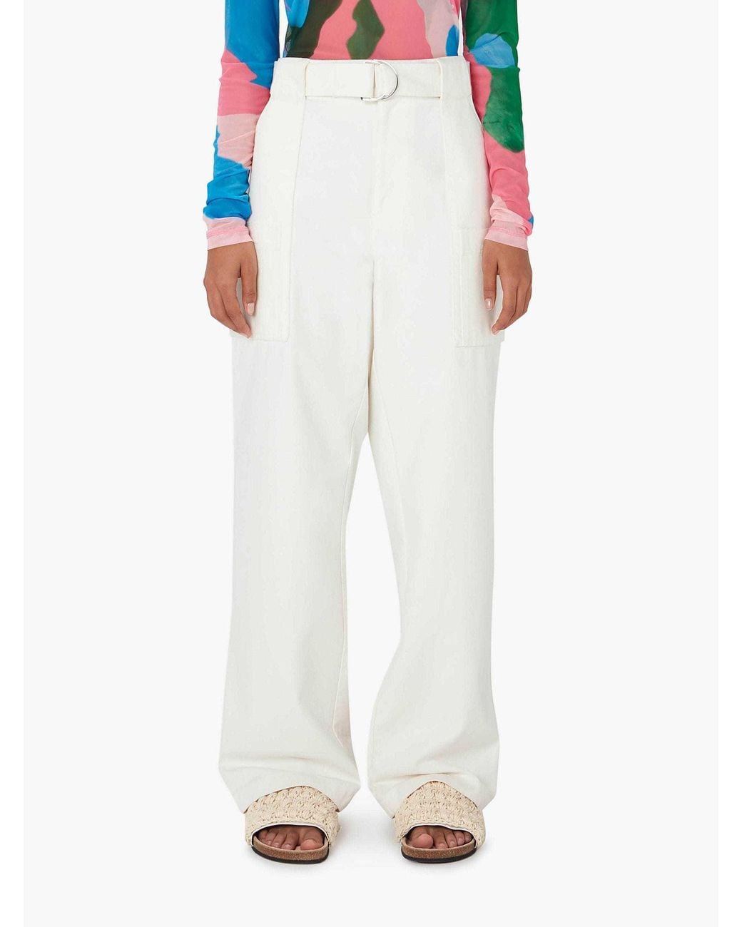 J.W. Anderson White Wide-Leg Cotton Cargo Trousers