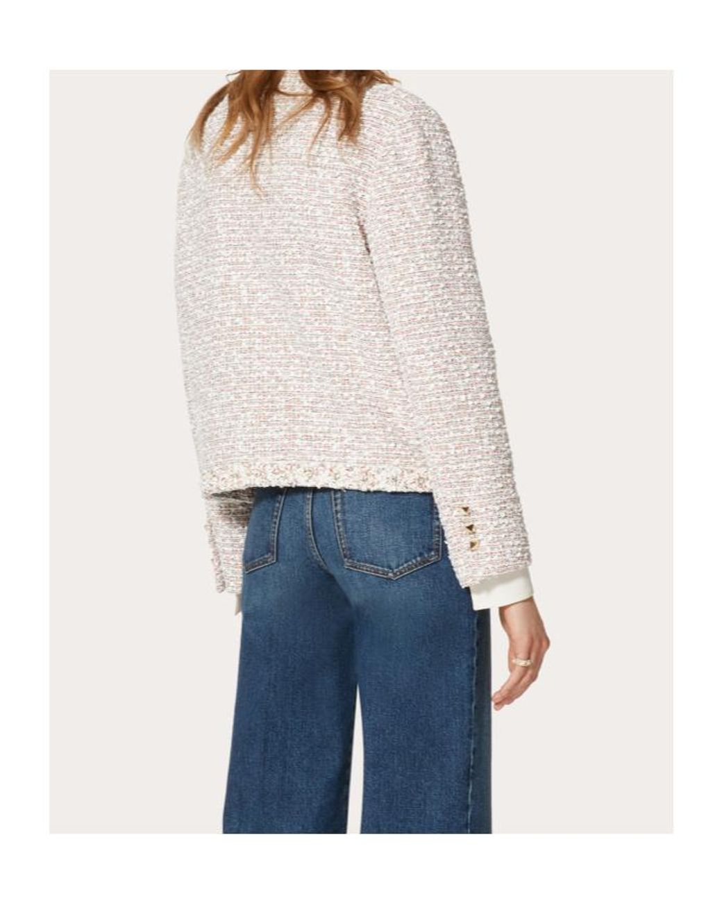 Valentino White Single-Breasted Tweed Jacket
