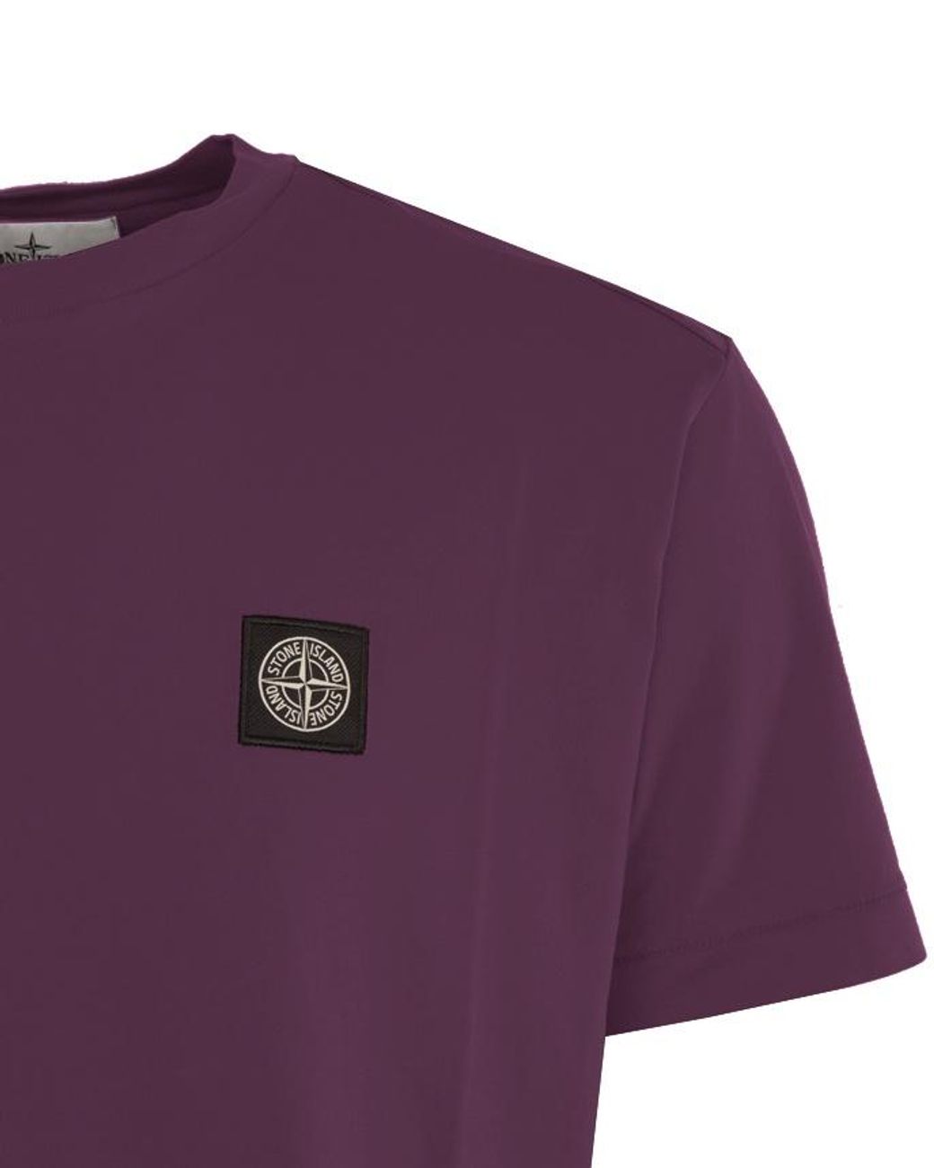 Stone Island Purple Compass Patch Crewneck T-Shirt for men