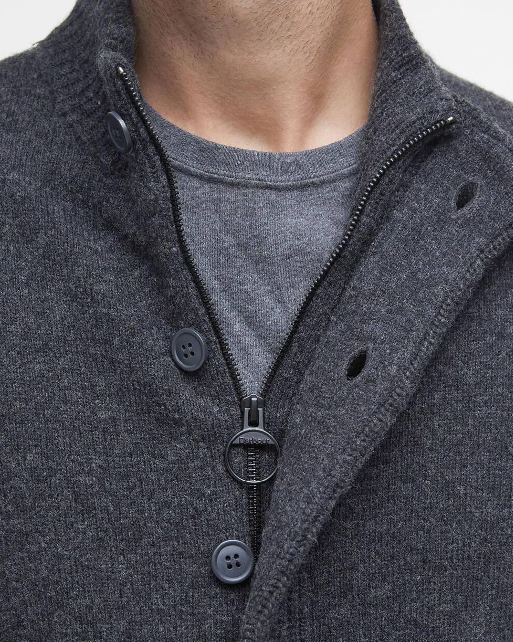 Barbour Blue Essential Elbow-Patch Cardigan for men