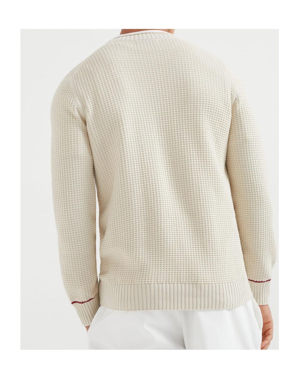 Brunello Cucinelli Natural Long Sleeved Straight Hem Jumper for men
