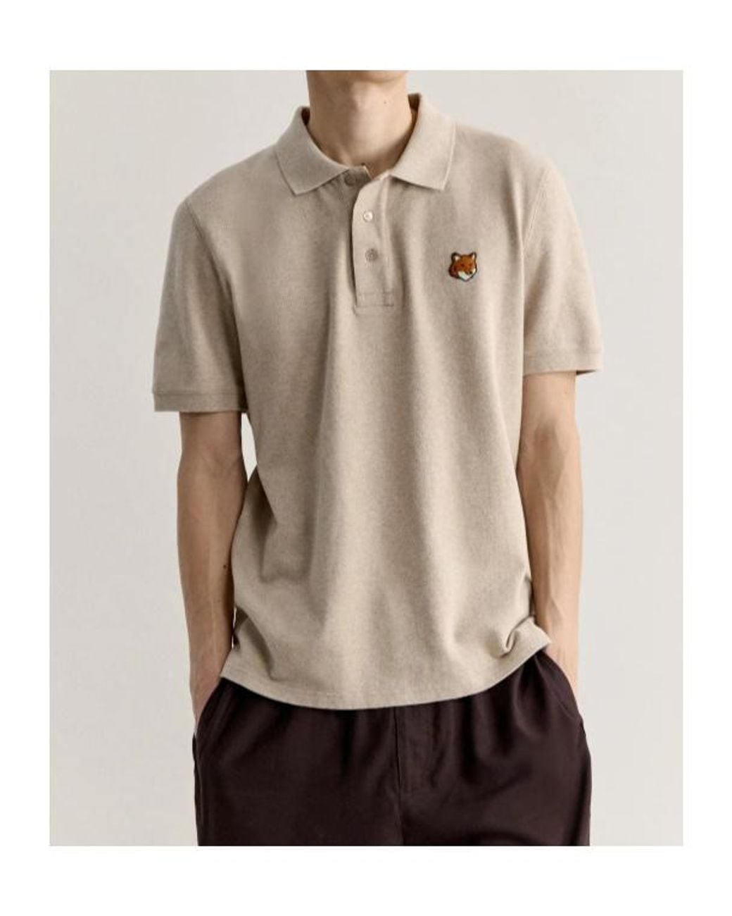 Maison Kitsuné White Fox Head Patch Polo Shirt for men