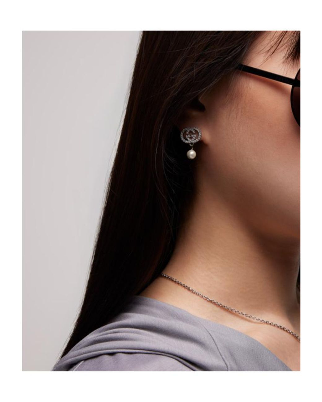 Gucci White Embellished Earrings