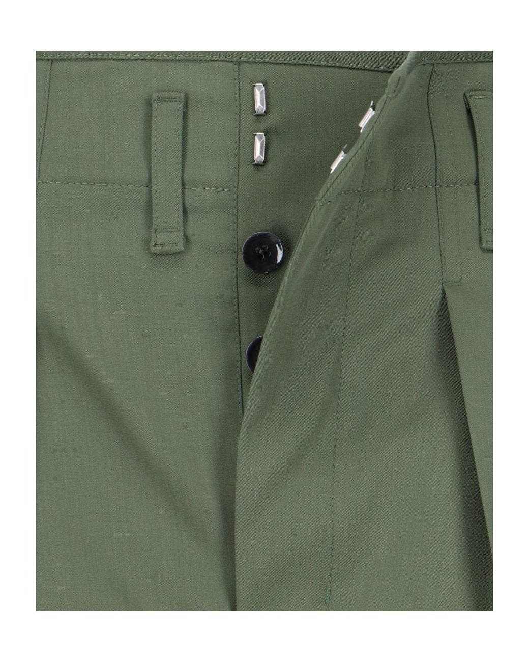 Lemaire Green Pleated Tapered Leg Trousers for men