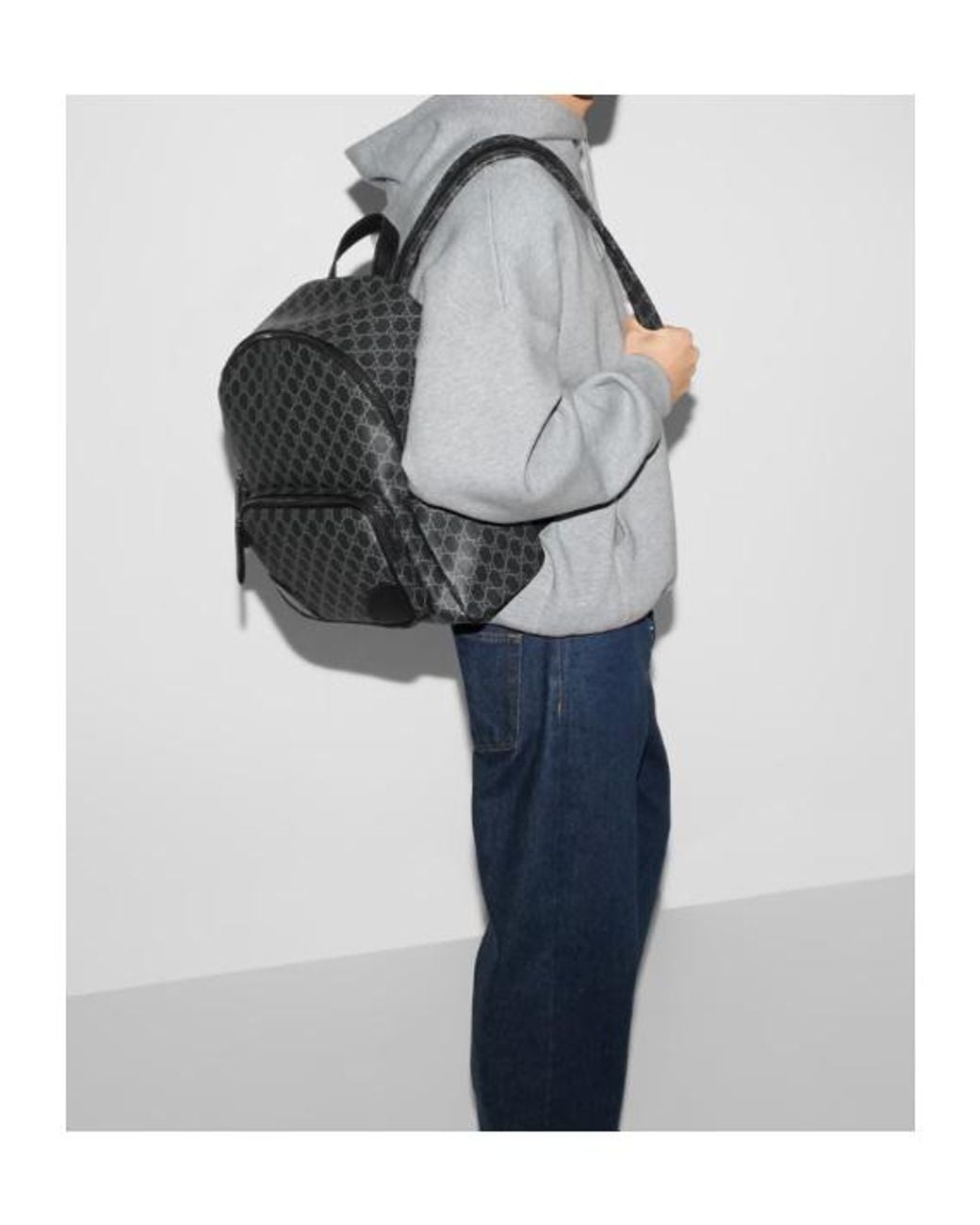 Gucci Black Gg Emblem Medium Backpack for men