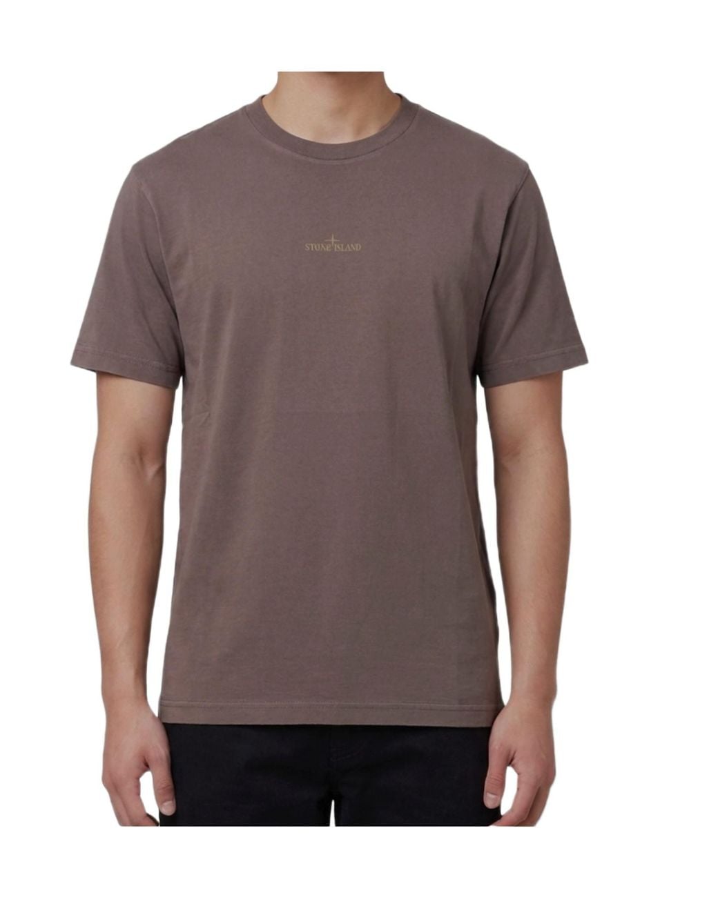 Stone Island Brown Desert Print Logo T-Shirt for men
