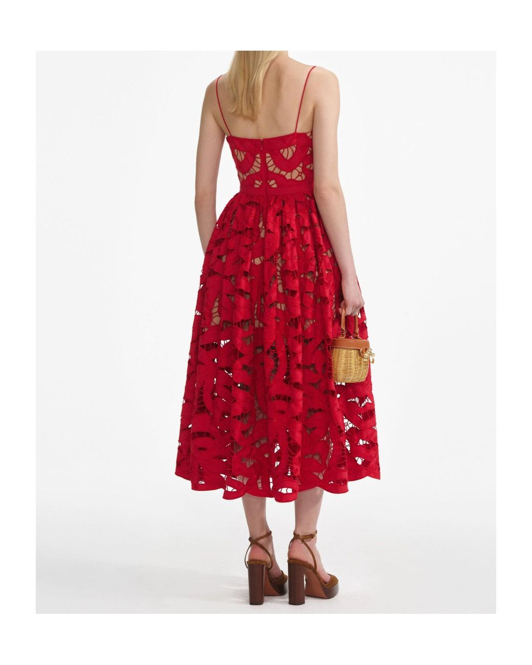 Self-Portrait Bow Embroidered Midi Dress