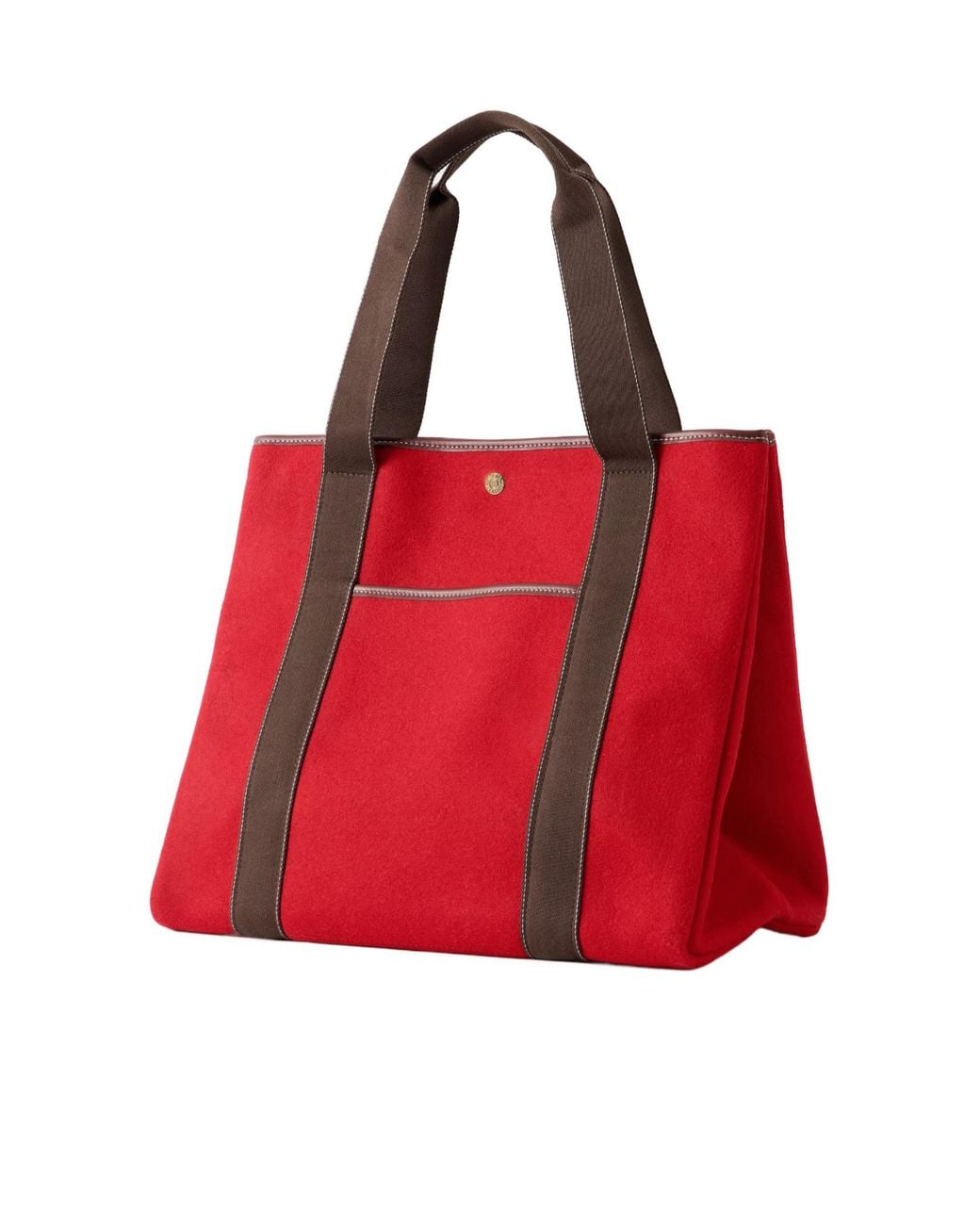Rue de Verneuil Red Large Leather-Trimmed Flannel Tote