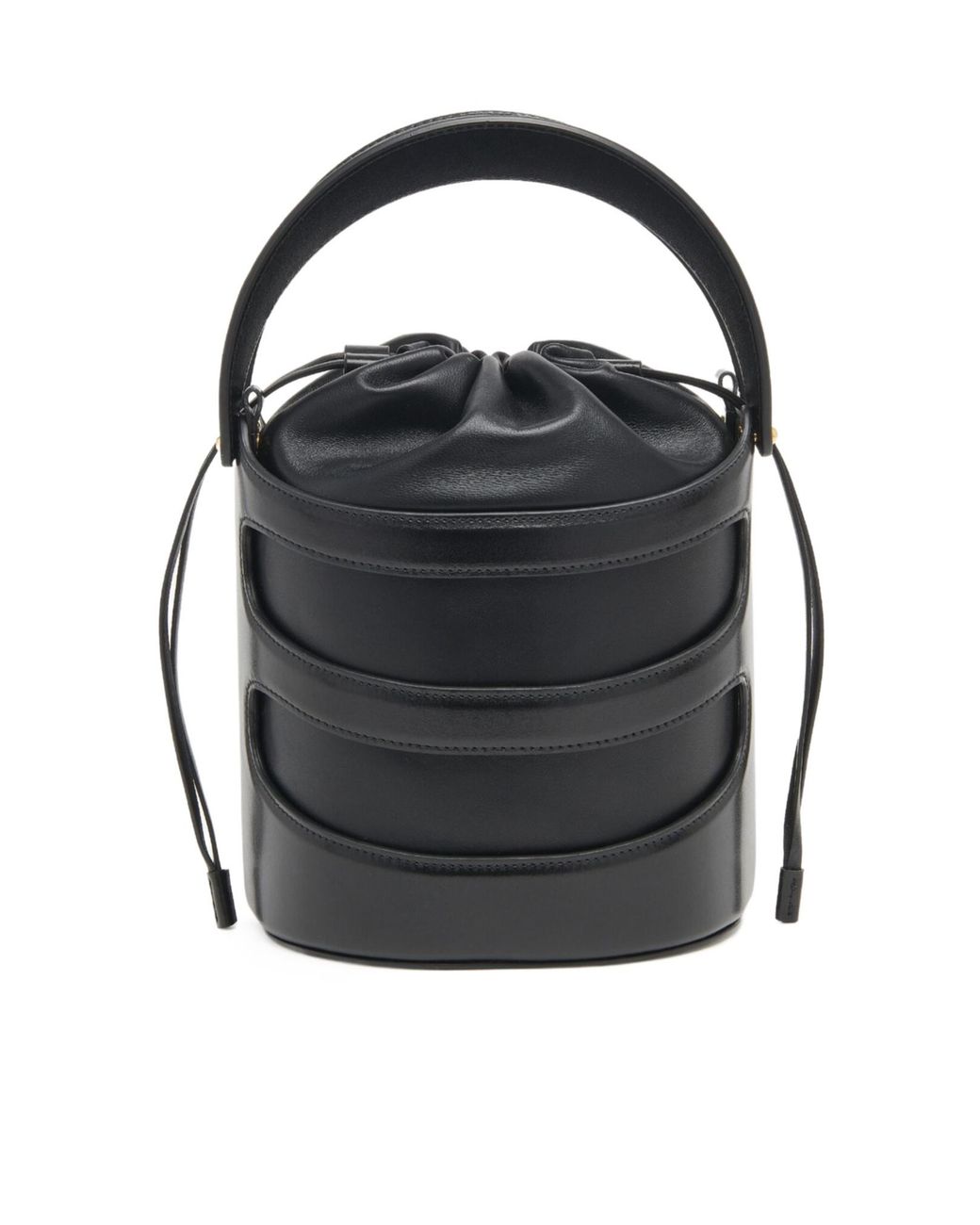 McQueen Black Logo Printed Drawstring Bucket Bag