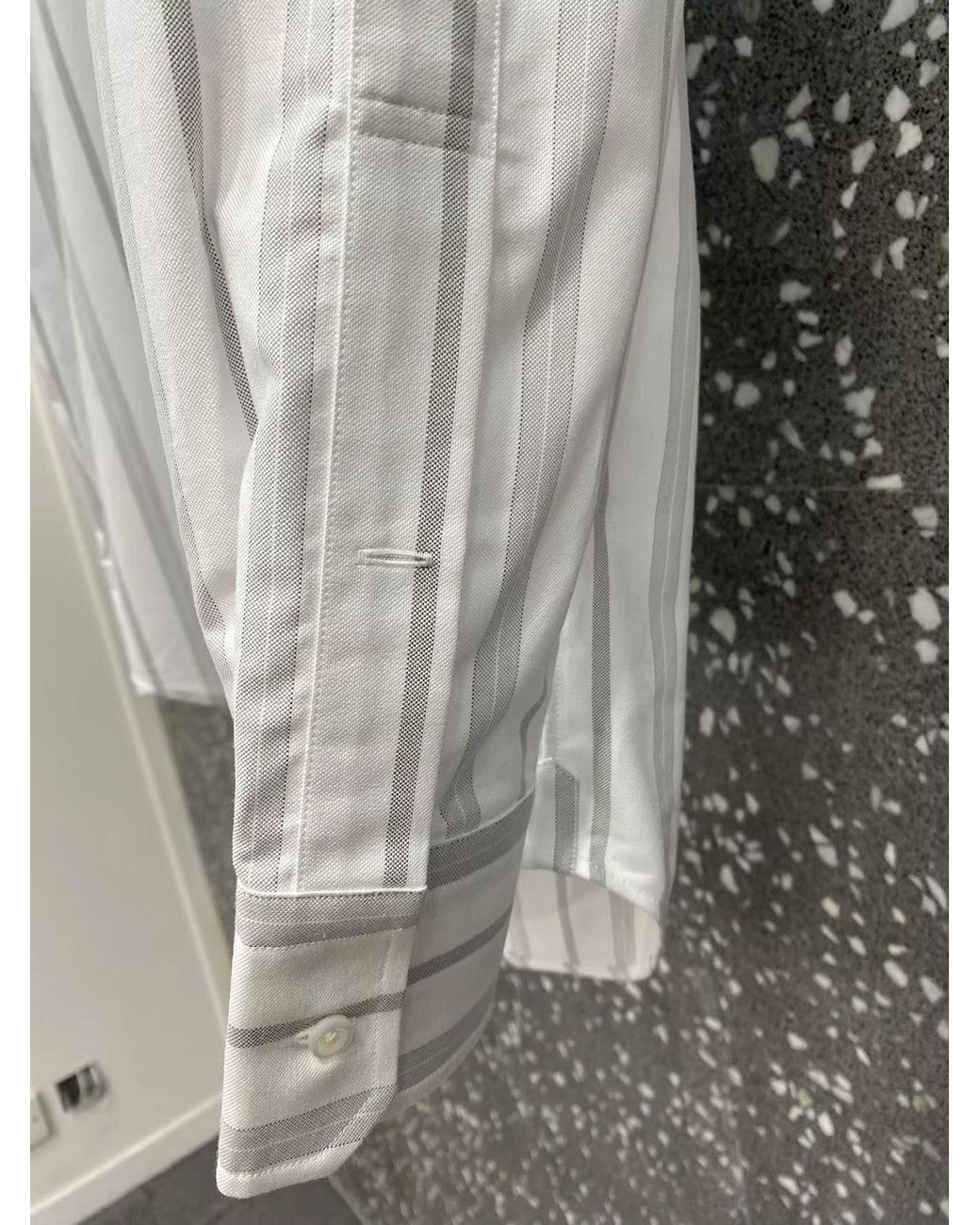Thom Browne White Bar Striped Buttoned Shirt for men