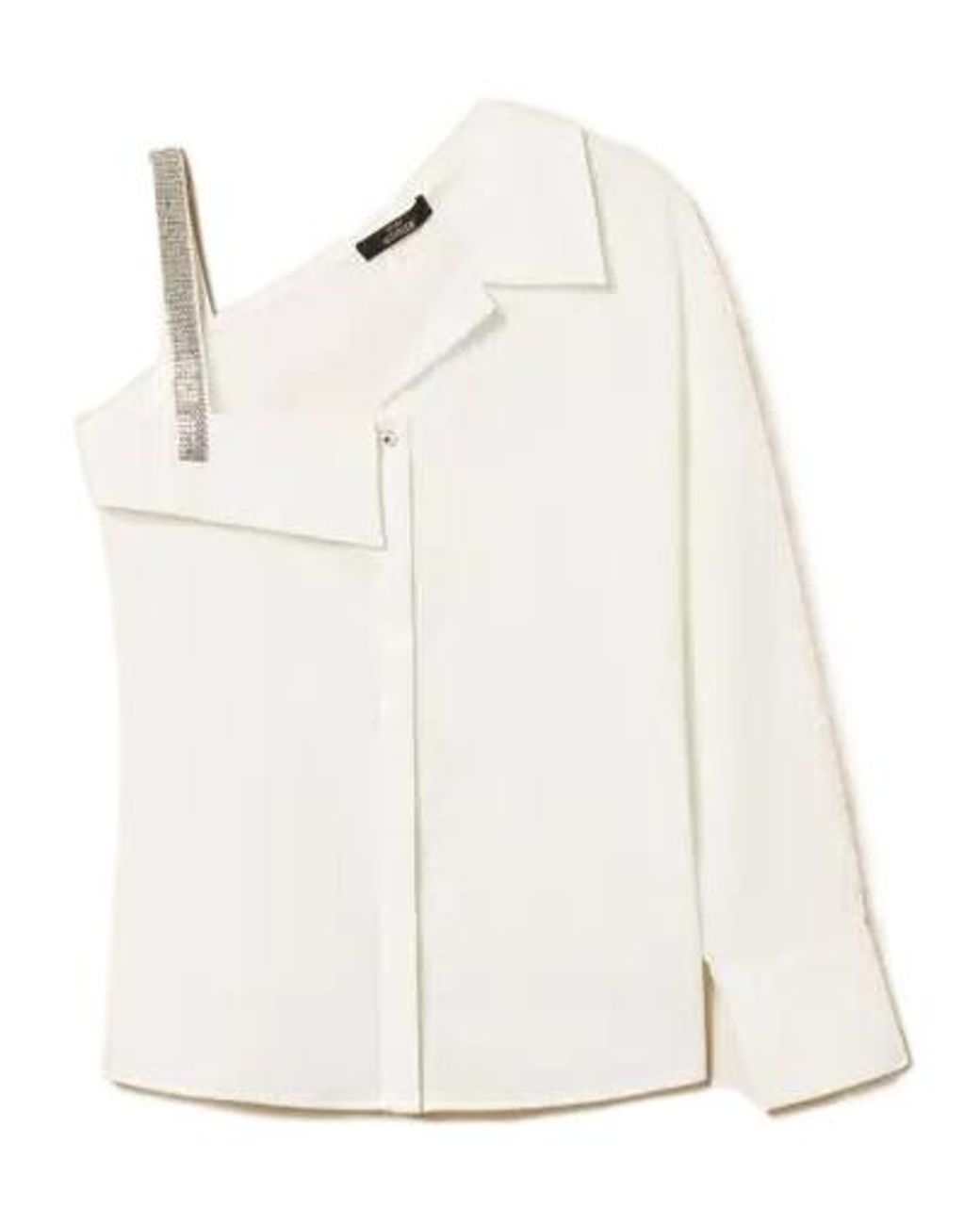 Twinset White One-Shoulder Embellished Shirt