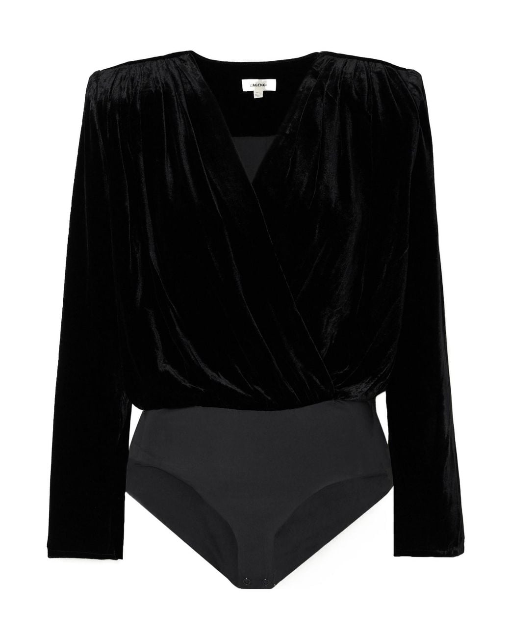L'Agence Black Velvet And Stretch-Jersey Bodysuit