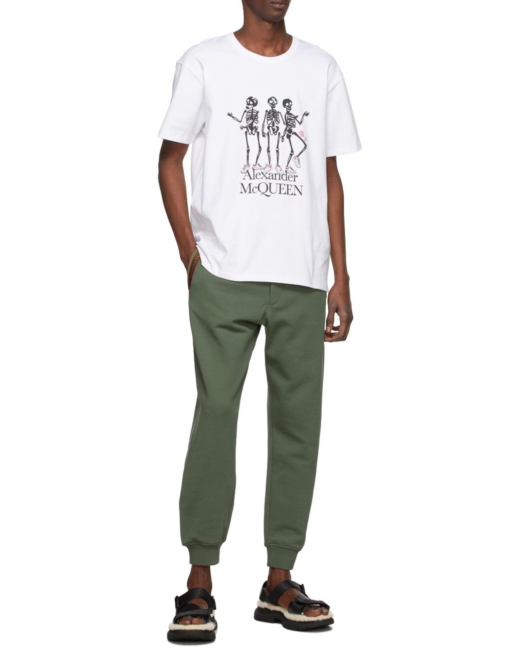McQueen Green Logo Printed Elastic Waist Jogging Pants for men