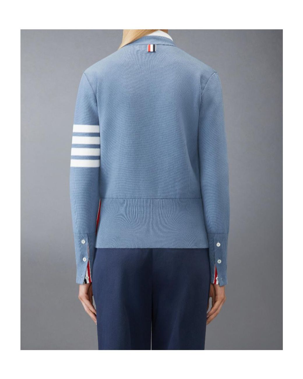 Thom Browne Blue 4-Bar Milano V-Neck Cardigan