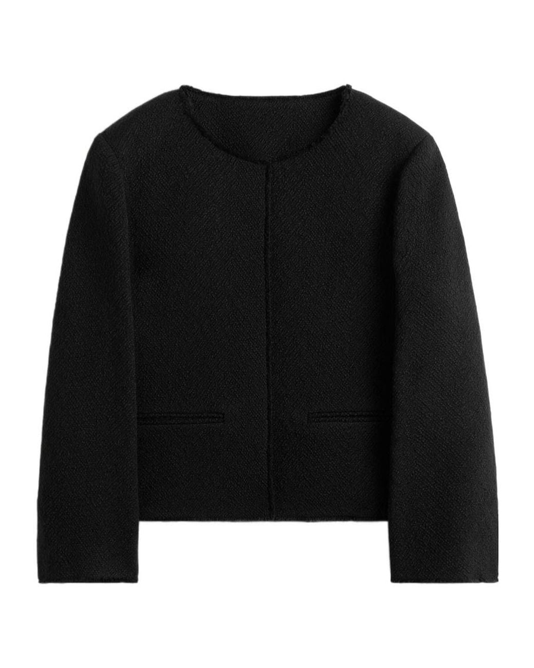 Totême Black Open-Front Bouclé Blazer