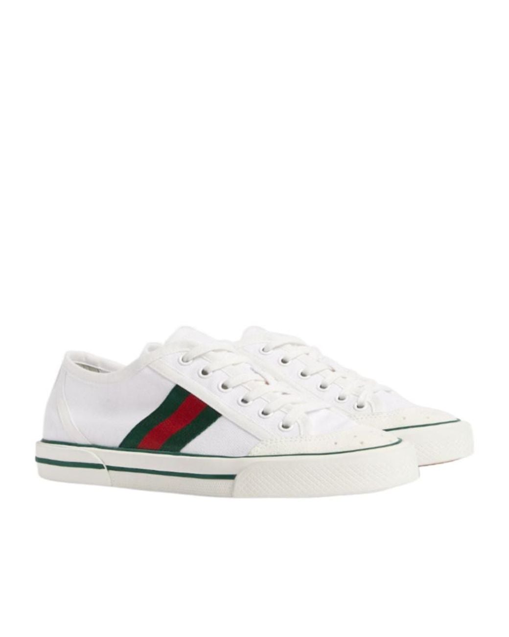 Gucci White Web Stripe Low-Top Sneakers