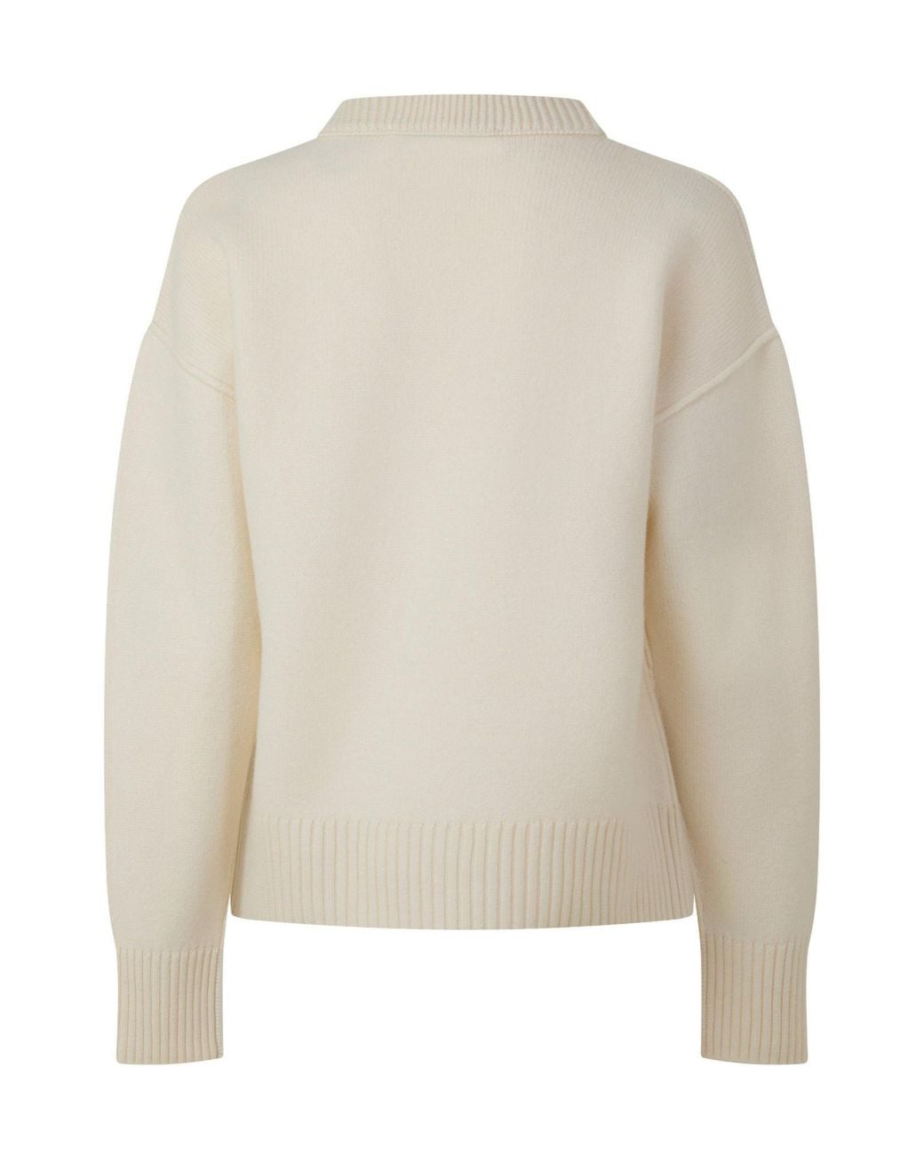 AMI White Off- Crew-Neck Knit Top