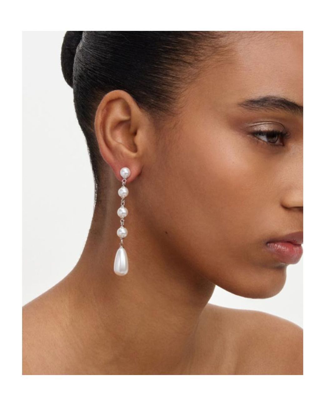 Self-Portrait White Bijoux Faux Pearl Drop Earrings