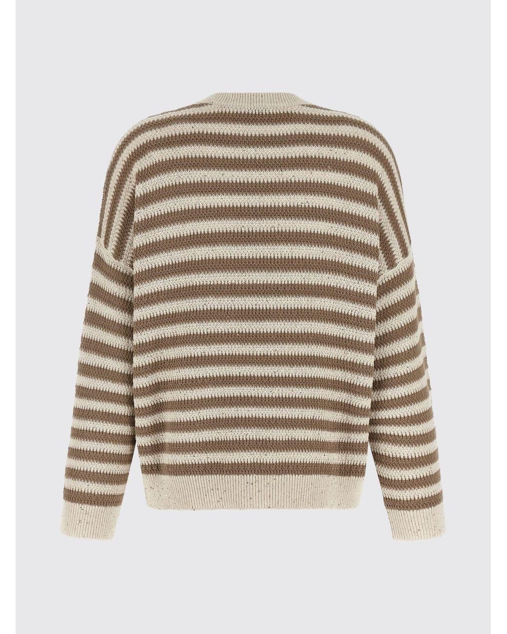 Brunello Cucinelli White Dazzling Striped Sweater
